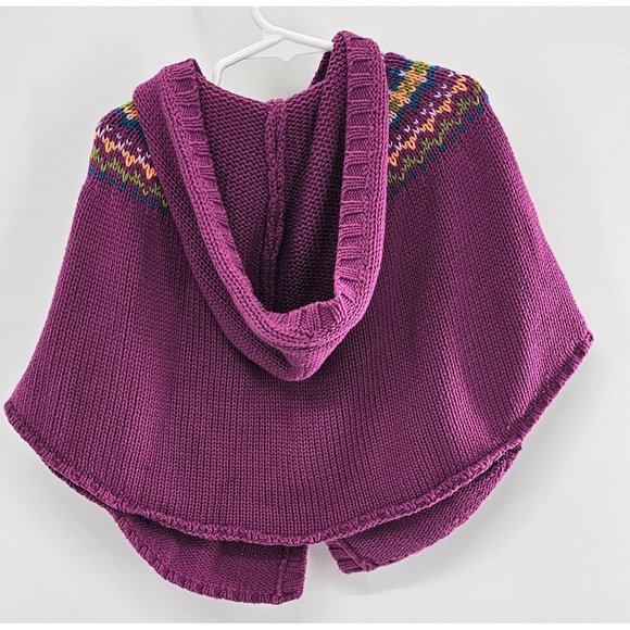 Savannah girls knit sweater cardigan cape embroidered purple floral size small ( - Picture 3 of 5